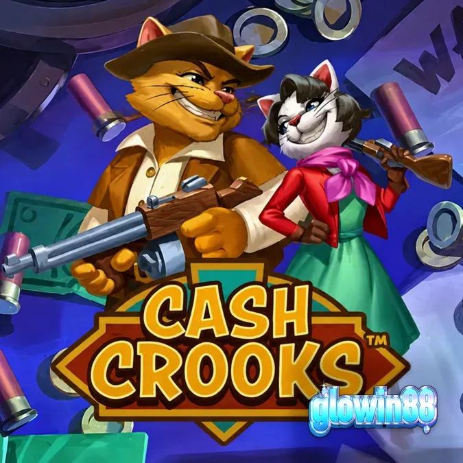 Tampilan visual slot Cash Crooks dengan karakter kucing pencuri